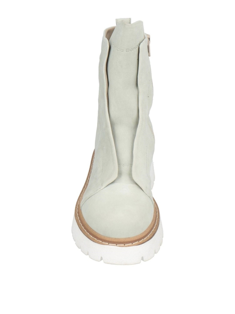Genuine Leather Suede Light Green Ankle Boots with White Lug Sole